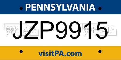 JZP9915 Pennsylvania License Plate