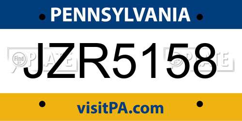 JZR5158 Pennsylvania License Plate