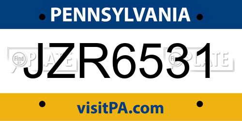 JZR6531 Pennsylvania License Plate