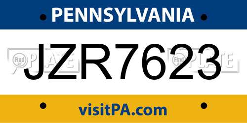 JZR7623 Pennsylvania License Plate