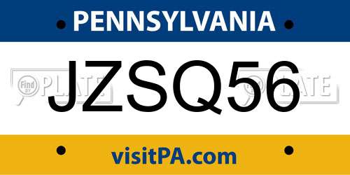 JZSQ56 Pennsylvania License Plate