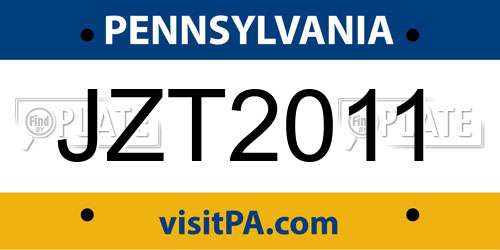 JZT2011 Pennsylvania License Plate