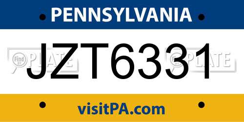 JZT6331 Pennsylvania License Plate