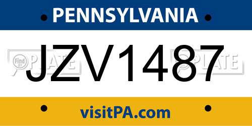 JZV1487 Pennsylvania License Plate
