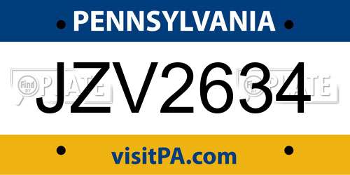 JZV2634 Pennsylvania License Plate