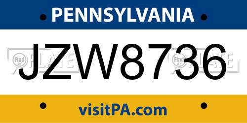 JZW8736 Pennsylvania License Plate