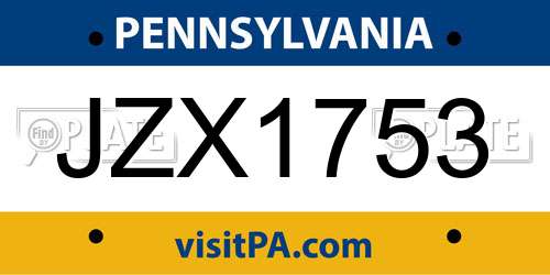 JZX1753 Pennsylvania License Plate
