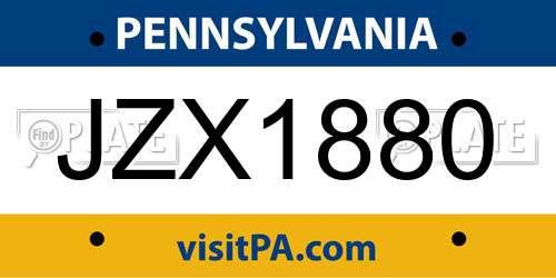 JZX1880 Pennsylvania License Plate
