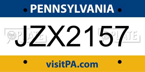 JZX2157 Pennsylvania License Plate
