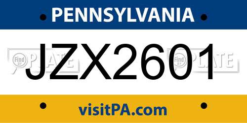 JZX2601 Pennsylvania License Plate
