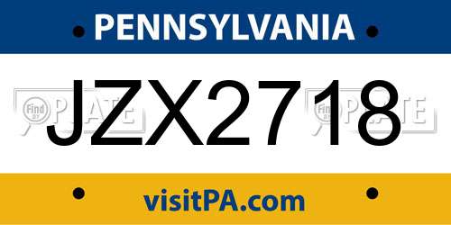 JZX2718 Pennsylvania License Plate