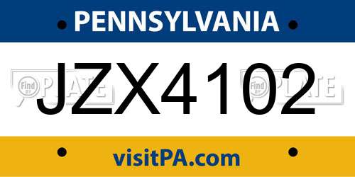 JZX4102 Pennsylvania License Plate