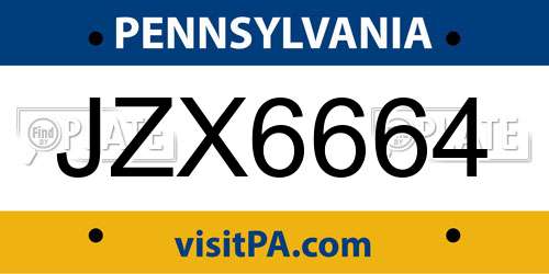 JZX6664 Pennsylvania License Plate