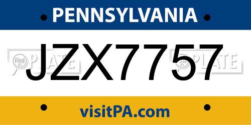 JZX7757 Pennsylvania License Plate