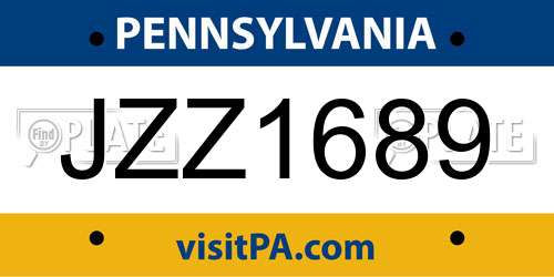 JZZ1689 Pennsylvania License Plate