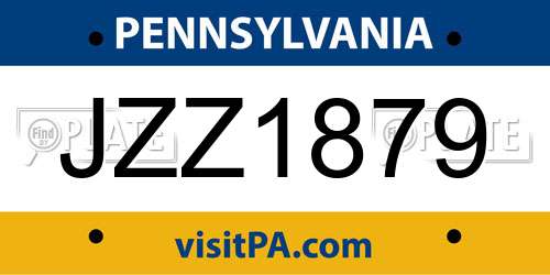 JZZ1879 Pennsylvania License Plate