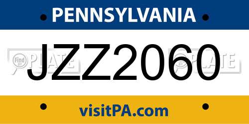JZZ2060 Pennsylvania License Plate
