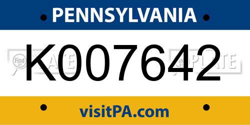 K007642 Pennsylvania License Plate