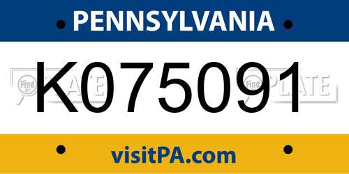 K075091 Pennsylvania License Plate