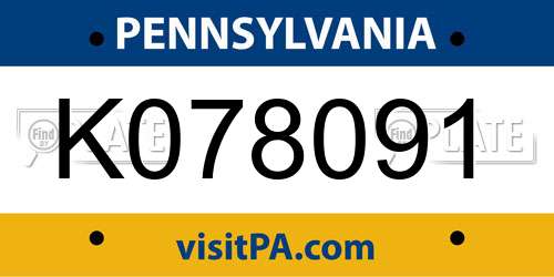 K078091 Pennsylvania License Plate