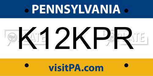 K12KPR Pennsylvania License Plate