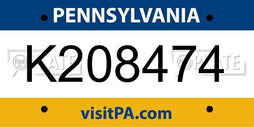 K208474 Pennsylvania License Plate