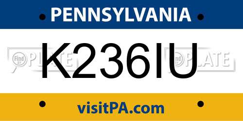 K236IU Pennsylvania License Plate