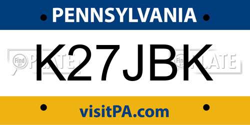 K27JBK Pennsylvania License Plate