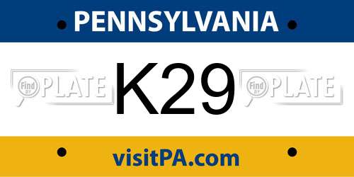 K29 Pennsylvania License Plate