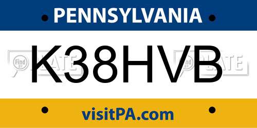 K38HVB Pennsylvania License Plate