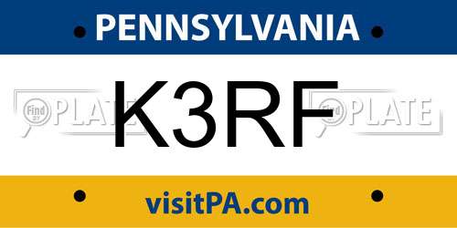 K3RF Pennsylvania License Plate