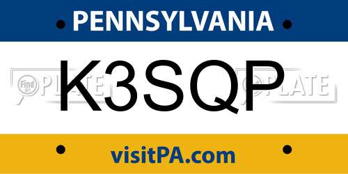 K3SQP Pennsylvania License Plate