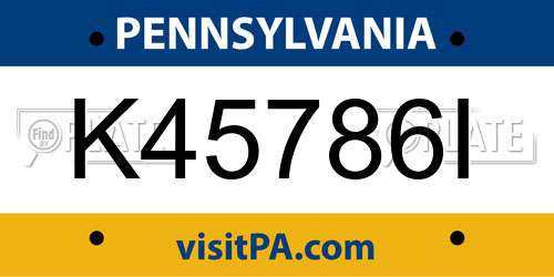 K45786I Pennsylvania License Plate
