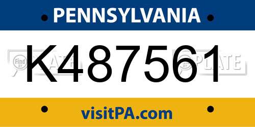 K487561 Pennsylvania License Plate
