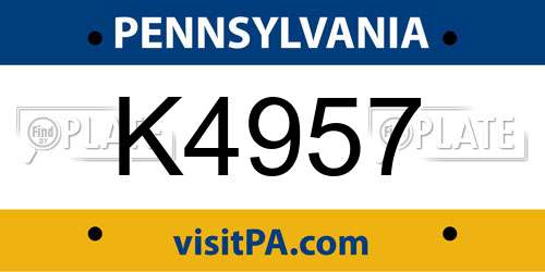 K4957 Pennsylvania License Plate