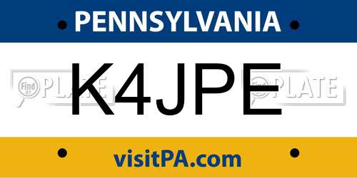 K4JPE Pennsylvania License Plate