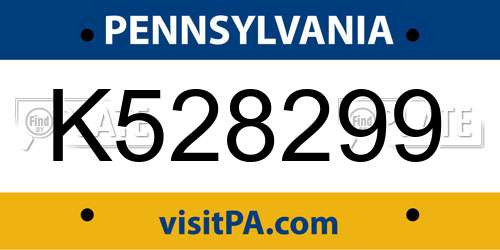 K528299 Pennsylvania License Plate
