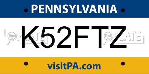 K52FTZ Pennsylvania License Plate