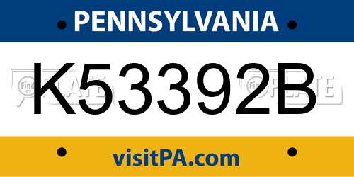 K53392B Pennsylvania License Plate
