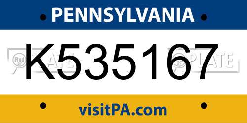 K535167 Pennsylvania License Plate