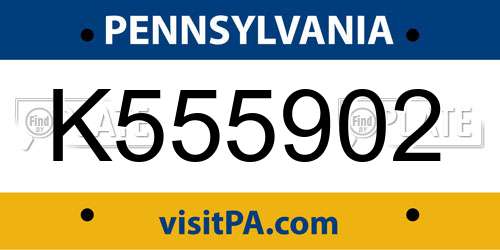K555902 Pennsylvania License Plate