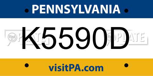K5590D Pennsylvania License Plate