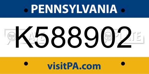 K588902 Pennsylvania License Plate