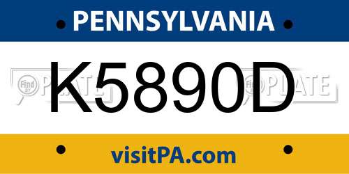 K5890D Pennsylvania License Plate