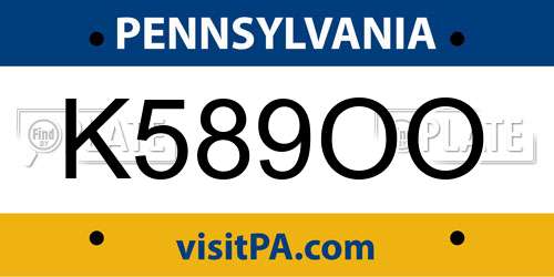 K589OO Pennsylvania License Plate