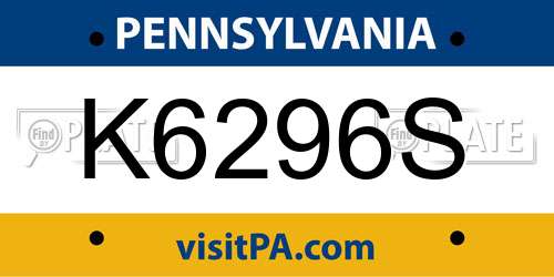 K6296S Pennsylvania License Plate