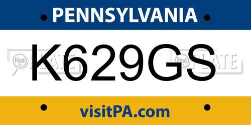 K629GS Pennsylvania License Plate