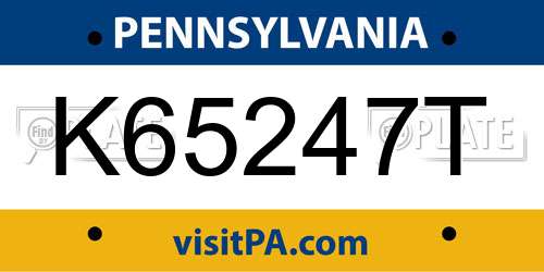 K65247T Pennsylvania License Plate