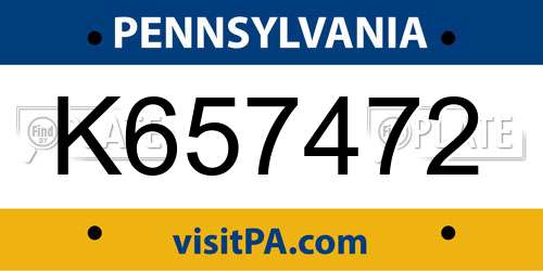 K657472 Pennsylvania License Plate
