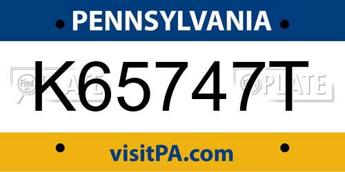 K65747T Pennsylvania License Plate